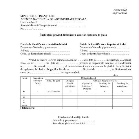 Document preview: Rolul Înștiințării OPANAF 1767/2021 în gestionarea obligațiilor — Impozite & fiscalitate (CERFA n°A22_OPANAF_1767_2021)