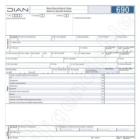 Vista previa del documento Importancia del Recibo Oficial de Pago F690-2025 en Colombia — Impuestos (CERFA n°F690-2025)