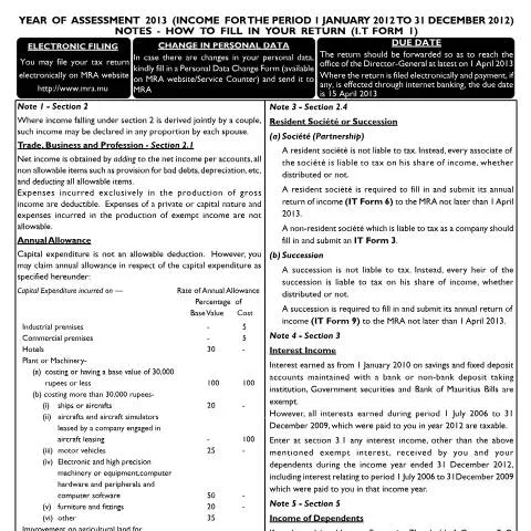 Document preview: Understanding the Role of Form01Notes2013 in Tax Returns — Government & admin (Form01Notes2013)