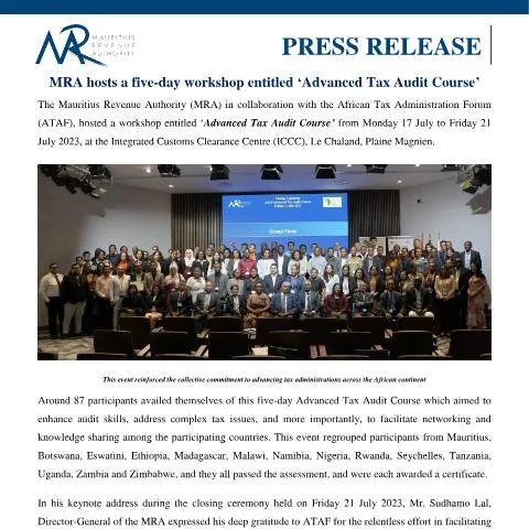 Document preview: Strengthening Tax Administration Skills in Africa — Taxes (CERFA n°PressReleaseTaxAudit240723)