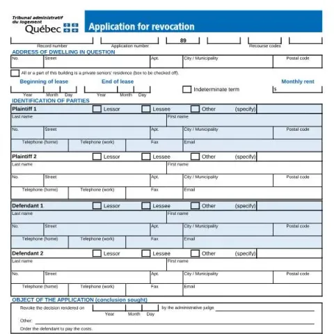 Document preview: How to File a Revocation Application with the Administrative Housing — Housing (TAL-101A-E)