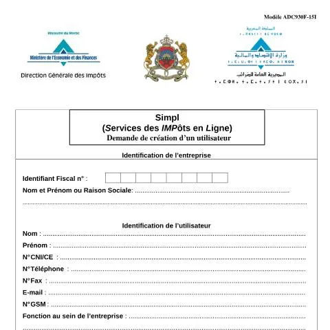 Aperçu du document Inscription utilisateur pour services en ligne CNSS — Impôts & fiscalité (CERFA n°ADC930F-15I)