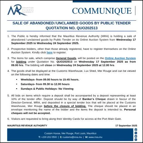 Document preview: Step-by-Step Guide to Bidding on Abandoned Goods — Government & admin (CommuniqueQuo202513)