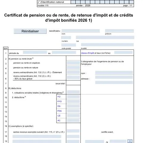 Aperçu du document Le Certificat 170 : Un Outil Indispensable pour les Retraités — Impôts & fiscalité (CERFA n°170 F)