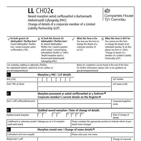 Document preview: Update Your LLP Corporate Member Information with LL CH02c — Business