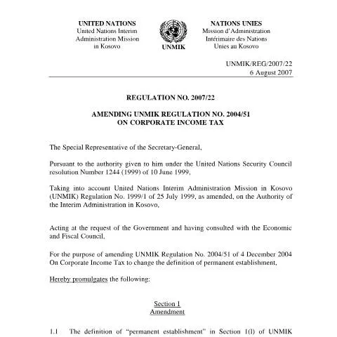 Document preview: Udhëzues për Rregulloren Nr. 2007/22 mbi Tatimin e Fitimit në Kosovë — Procedura administrative