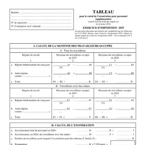 Aperçu du document Soutien à l'emploi en Belgique : Exonération pour personnel — Impôts & fiscalité (CERFA n°155-276t)