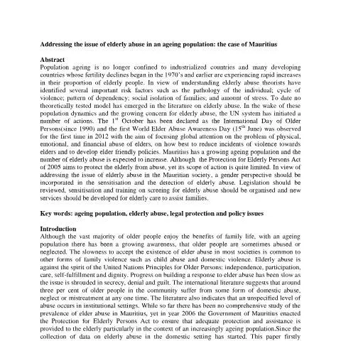 Document preview: Understanding Elderly Protection Measures in Mauritius — Government & admin (observatory_ageing_Security-and-Protection)