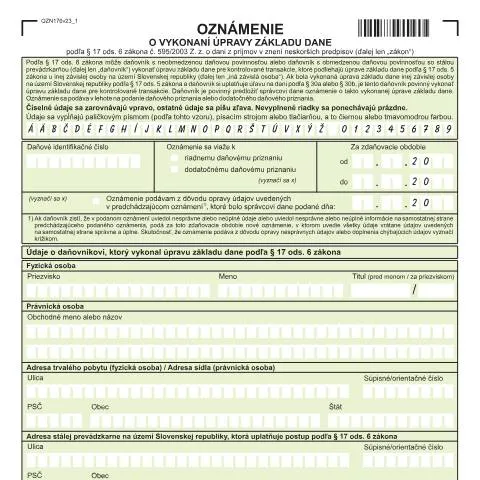 Document preview: Dôležitosť oznámenia OZN176v23 v daňovom systéme Slovenska — Administratívne úkony (CERFA n°OZN176v23)