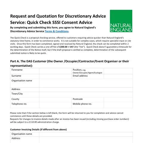 Document preview: Understanding the Quick Check Service for SSSI Proposals — Government & admin