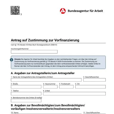 Dokumentvorschau: Vorfinanzierung von Arbeitsentgeltansprüchen - Antrag und Prozess — Behörden & Verwaltung (CERFA n°dok_ba036605)
