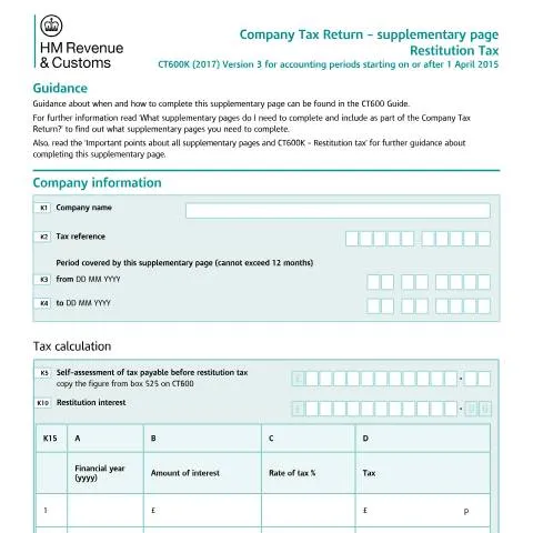 Document preview: Essential Guide to the CT600K Form for Tax Restitution — Taxes