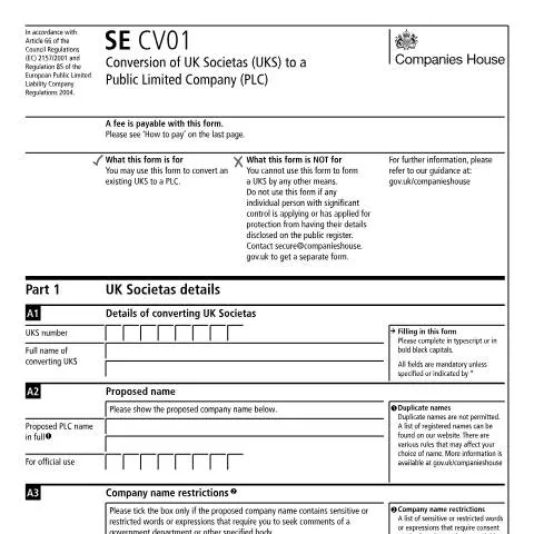 Document preview: Guide to Converting a UK Societas into a Public Limited Company — Business
