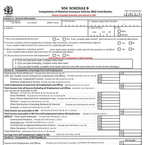 Document preview: Understanding the S04 Schedule B Form in Jamaica — Taxes (CERFA n°S04_schedule_b_12122017)