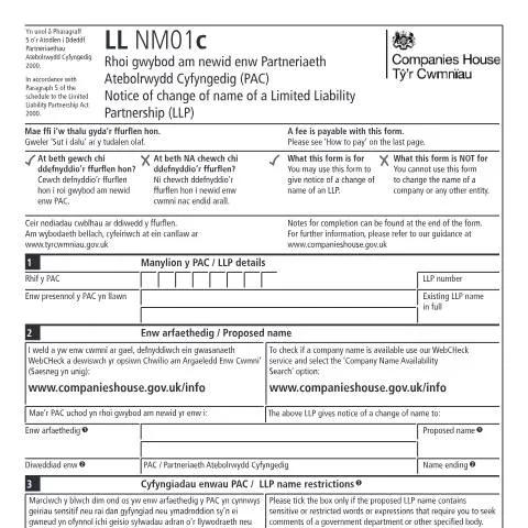 Document preview: Essential Steps for Changing Your LLP Name with NM01c — Business