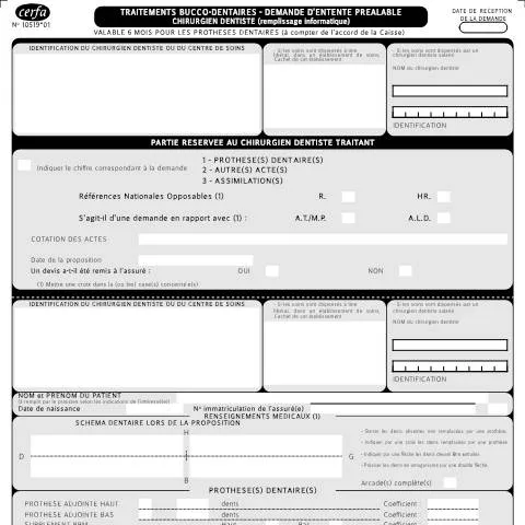 Aperçu du document Entente préalable dentaire : éviter les frais non remboursés — Santé (CERFA n°10519*01)