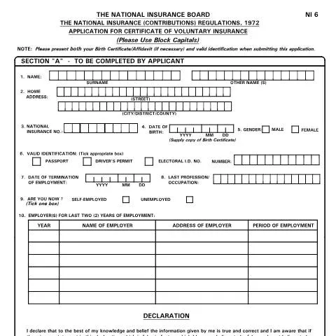 Document preview: Navigating the NI6 Form in Trinidad and Tobago's Insurance System — Government & admin (CERFA n°NI6)