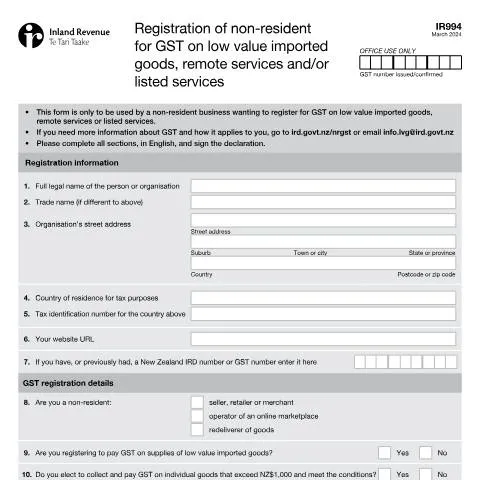 Document preview: Essential Guide to IR994 for Non-Residents in NZ — Government & admin (CERFA n°IR994)