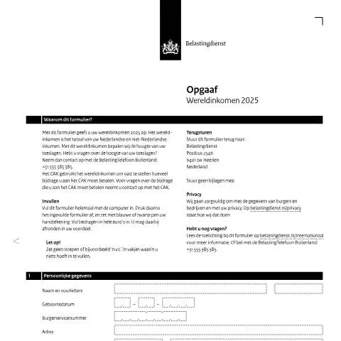 Documentvoorvertoning: Belang van de Opgaaf Wereldinkomen 2025 in Nederland — Belastingen (CERFA n°ib0672z51fol)