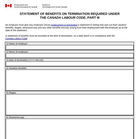 Document preview: The Importance of the Statement of Benefits on Termination — Work & employment (CERFA n°LAB1214)