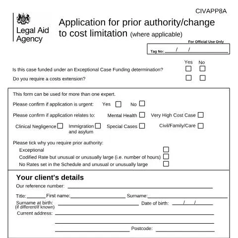 Document preview: Navigating the CIV APP8A Form for Legal Aid — Legal & justice