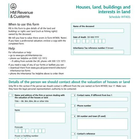 Document preview: Property Valuation Requirements for UK Inheritance Tax Returns — Taxes
