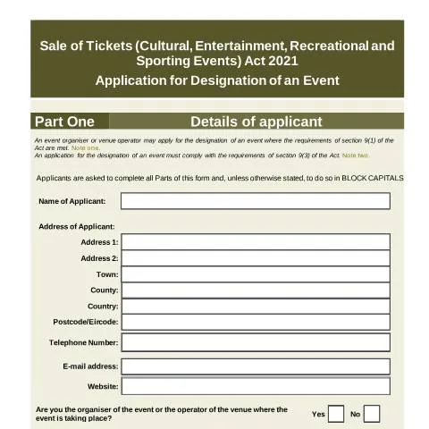Document preview: Understanding the Sale of Tickets Act 2021 and Event Designation in — Government & admin