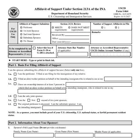 Document preview: Understanding the Role of Form I-864 in Immigration — Immigration & visas (CERFA n°I-864)