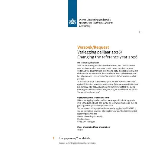 Documentvoorvertoning: Belang van het verzoek verlegging peiljaar 2026 voor studenten — Overheid & administratie