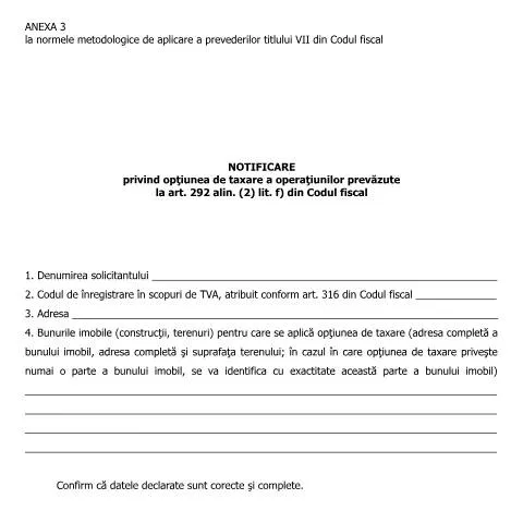 Document preview: Anexa 3: Ghid pentru Opțiunea de Taxare — Formalități administrative (CERFA n°A3_NMT7CF)