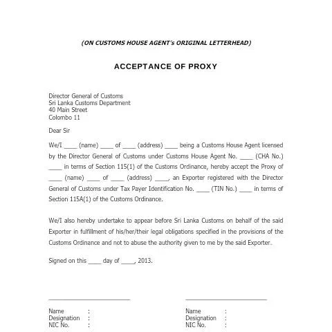 Document preview: Understanding Exporters Acceptance of Proxy in Sri Lanka — Government & admin