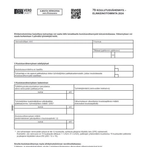 Document preview: Miten hakea koulutusvähennystä (Vero 3008)? — Verot & verotus (CERFA n°Vero 3008)