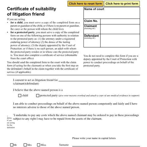 Document preview: How to Complete Form N235: Litigation Friend Certificate Requirements — Legal & justice