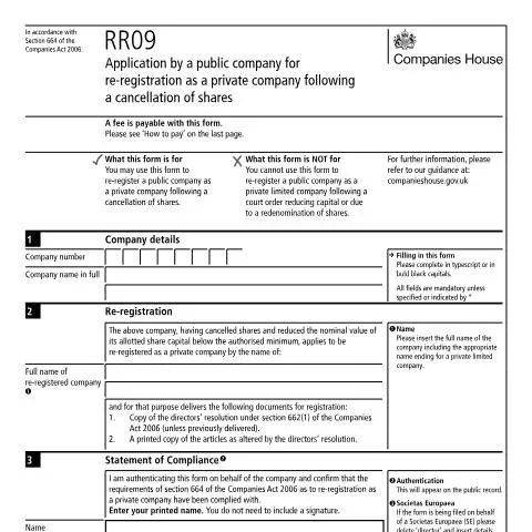Document preview: Guide to Re-registering Your Company from Public to Private — Business