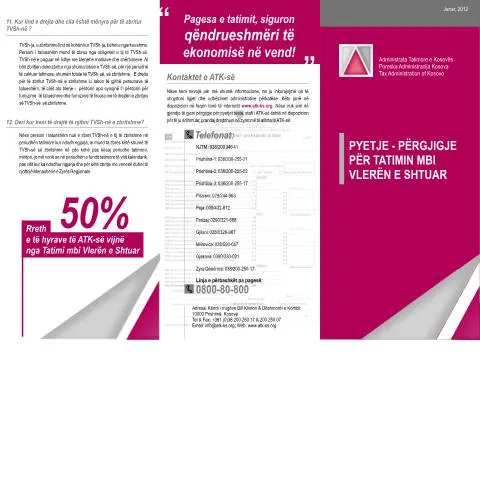 Document preview: Informacione të rëndësishme për tatimin mbi vlerën e shtuar — Tatime & fiskalitet