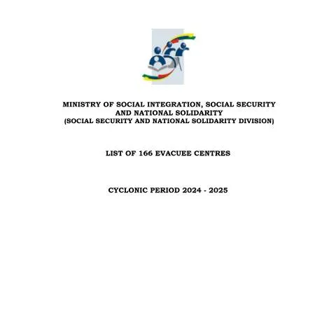 Document preview: Essential Evacuee Centres for Cyclone Preparedness 2024-25 — Government & admin (CERFA n°Final-List-of-Evacuee-Centres-Cyclone-2024-25)