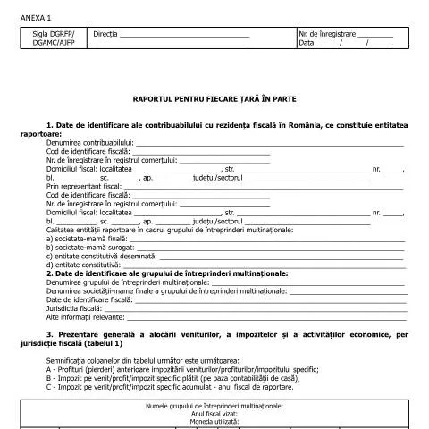 Document preview: Transparența fiscală în România: Raportul pentru fiecare țară — Impozite & fiscalitate (CERFA n°A1_OPANAF_3049_2017)