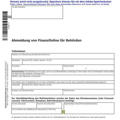 Dokumentvorschau: FON23: Wichtige Informationen zur Abmeldung von FinanzOnline — Steuern (CERFA n°FON23)