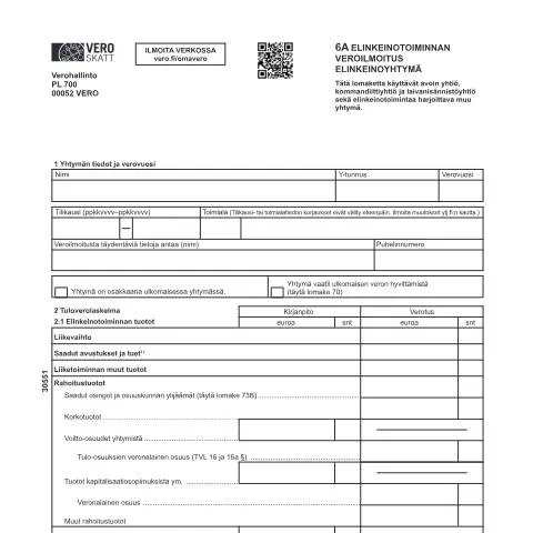 Document preview: Miksi 6A Elinkeinotoiminnan veroilmoitus (3055) on tärkeä? — Verot & verotus (CERFA n°Vero 3055)