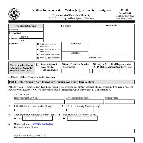 Document preview: A Deep Dive into USCIS Form I-360 and Its Importance — Immigration & visas (CERFA n°I-360)