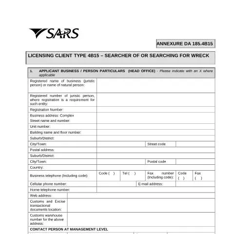 Document preview: Understanding the DA 185.4B15 Wreck Search Licensing Process — Government & admin (CERFA n°DA 185.4B15)