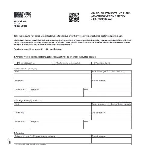 Document preview: Arvonlisäveron erityisjärjestelmä oikaisuvaatimus (9568) - Taustaa ja — Verot & verotus (CERFA n°Vero 9568)