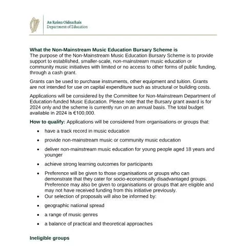 Document preview: Unlock Funding for Community Music Initiatives — Government & admin