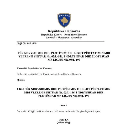 Document preview: Rëndësia e Ligjit Nr. 04/L-108 në Administratën Tatimore — Procedura administrative