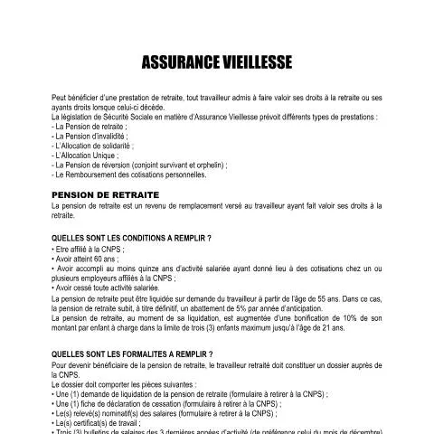 Aperçu du document Comprendre l'ASSURANCE VIEILLESSE en Côte d'Ivoire — Santé