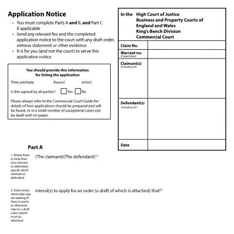 Document preview: Commercial Court Form N244(CC): Application Notice Process — Legal & justice