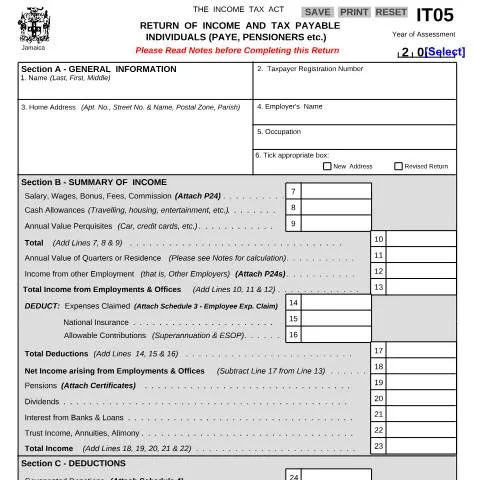 Document preview: Introduction to the IT05 2011-2012 Form in Jamaica — Government & admin (CERFA n°IT05_2011+to+2012)