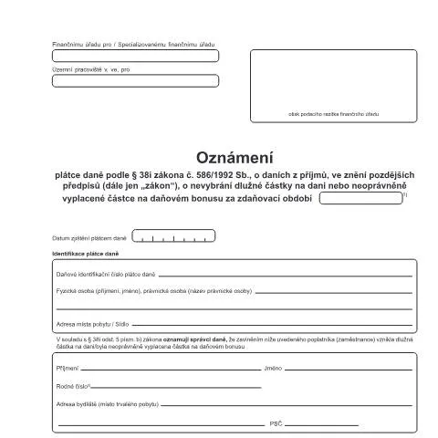 Document preview: Jak správně vyplnit Oznámení plátce daně podle § 38i? — Daně a fiskální záležitosti (CERFA n°25 5554)