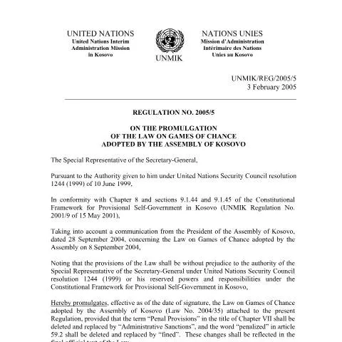 Document preview: Udhëzues për Ligjin mbi Lojërat e Rastit në Kosovë — Procedura administrative