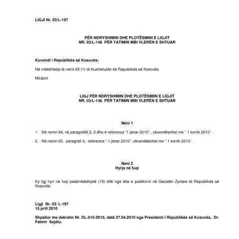 Document preview: Roli i Ligjit Nr. 03/L-197 në Administratën Tatimore — Procedura administrative